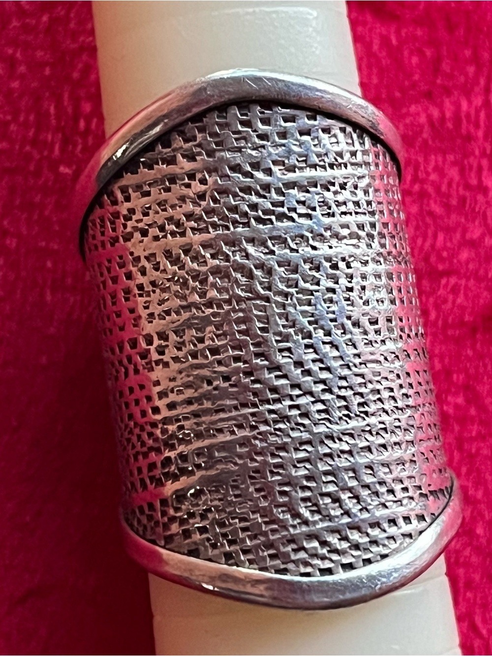 Silver Artisan Cigar Band Full Finger Shield Ring